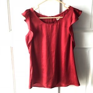 Red silk Ann Taylor Loft blouse